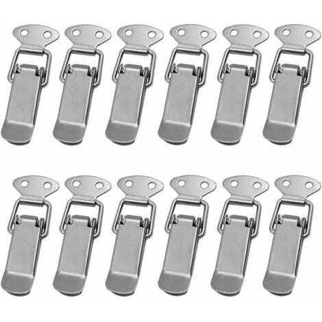 Ahlsen – Loquet à ressort 12 pièces en acier inoxydable – Fermeture à levier pour caisses et tiroirs – Dimensions 72mm – Fixation 4mm (1/5)