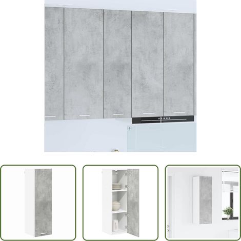 Holzwerkstoff - Hängeschrank mit Tür Beton Grau 30 x 31 x 100 cm Holzwerkstoff (1/5)