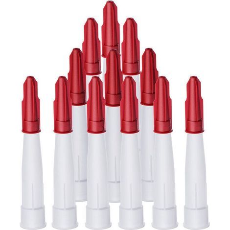 Tapones blancos y rojos, paquete de 12 unidades compatibles con boquillas estándar. (1/4)