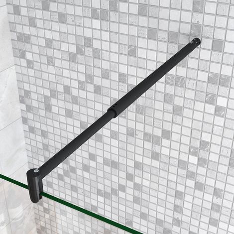 Barra Stabilizzatrice Nera Opaca per Rinforzare Vetro Box Doccia Lunga 70-120 cm Regolabile (1/5)