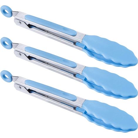 Mini pince de service en silicone 17,8 cm Lot de 3 - bleu (1/5)