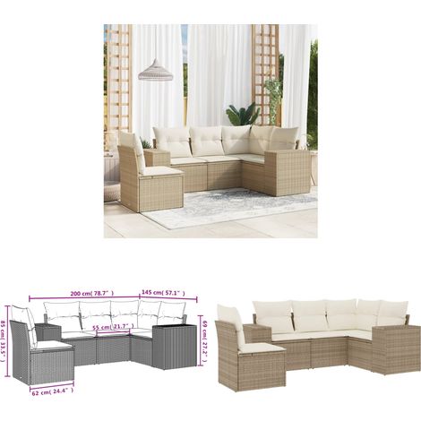 Salon de jardin avec coussins 5 pcs beige résine tressée - Ensemble Salon De Jardin - Meuble Extérieur - Résine Tressée - Rotin Synthétique - Mobilier De Jardin - Home & Living (1/3)