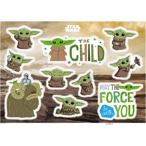 Stickers muraux- Mandalorian Foeting Grogu (1/2)