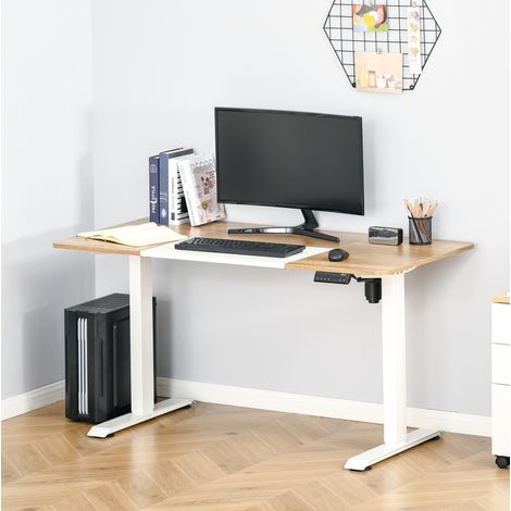 Scrivania elettrica in ferro, bianco, 140 x 70 cm, altezza regolabile 72-116 cm (1/5)
