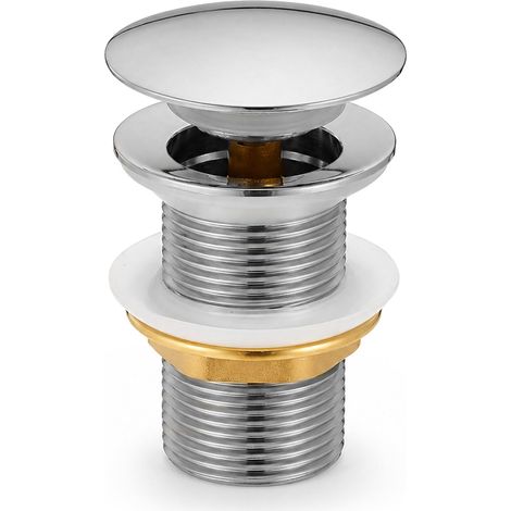 Válvula Click Clack para lavabo sin rebosadero acero inoxidable Cromo