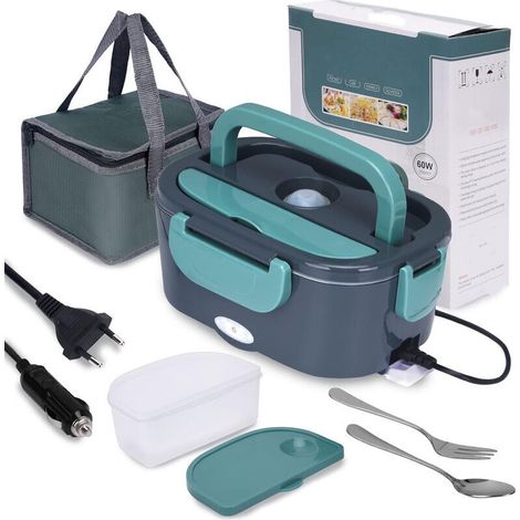 Lunch Box Chauffante, 3 en 1 Boite Chauffante Repas(12V / 24V / 220V), 1.5L Portable Gamelle Chauffante, 60W Boite a Repas Chauffante pour Voiture, Camion, Maison ou Camping (1/5)