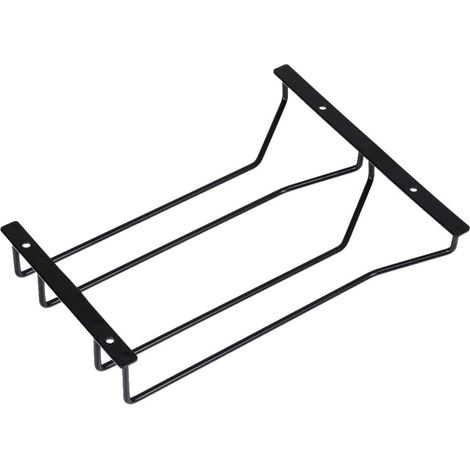 Weinglashalter, Stielglasregal, Unterbau-Weinregal mit Schrauben, 27 cm, 2 Reihen, Schwarz (1/5)