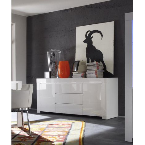 Buffet/bahut design 190 cm laqué blanc brillant Twist (1/3)