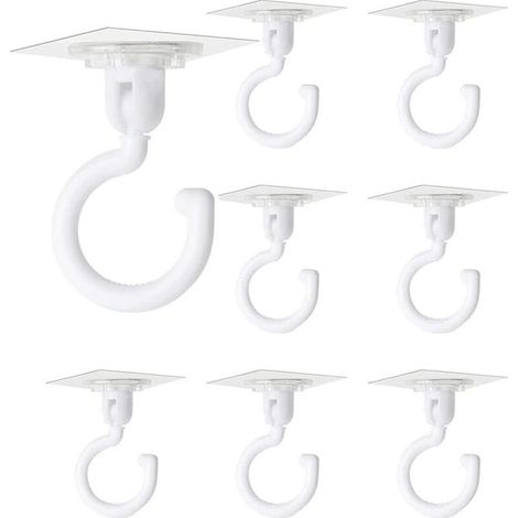 8 Pièces Crochets Auto-adhésifs Transparents Crochet Rotatif à 360 Degrés Crochet Adhésif Puissant Plafond Crochets Muraux Sans Perçage pour Sall (1/4)