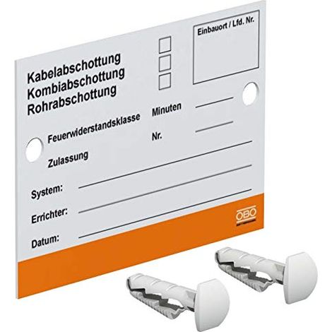 OBO Bettermann Cartel de identificación para sistemas de compartimentación 100x70mm Poliestireno blanco, 7205425