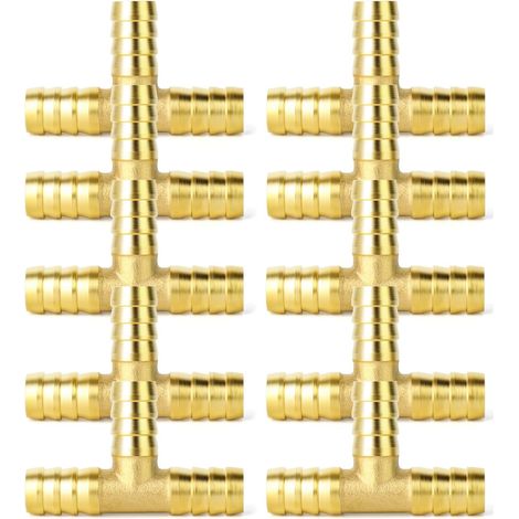 8 Pièces 6mm pouce en laiton tuyau Barb Set, 90 degrés L angle droit coude, forme de Y d'air Barb, Tee carburant/AIR/eau/huile/gaz/WOG 4 Voie 4mm (1/5)