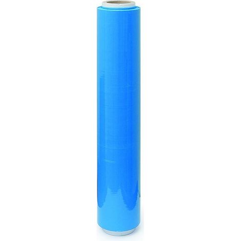 DUVER film estirable azul 500mm. 23micras , Film estirable azul de 50 centímetros de ancho con 2,2 kilogramos de plástico de 23 micras (3kg incluyendo el cilindro de cartón).