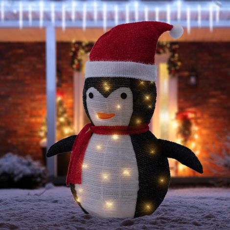ECD Germany Pingüino Navideño LED 68 cm de Altura, Figura de Jardín Iluminada con 30 Luces LED Blanco Cálido con Temporizador para Interior/Exterior Plegable Decoración con Pilas Figura Decorativa (1/5)