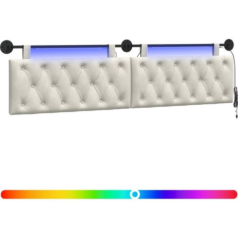 Testiera Testata del letto sospesa Con luce LED Crema Velluto (1/5)