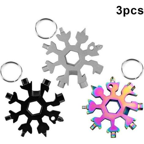 3 pièces Outil multifonction pour flocon Outil multifonction en acier inoxydable 18-en-1 Tournevis en Forme de Flocon de Neige (1/4)