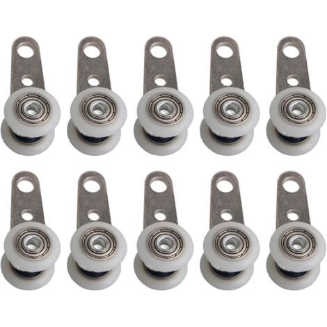 Lot de 10 roulettes métal-plastique – Roulements – Dimensions 45x19 mm – Portes coulissantes et baies vitrées (1/5)