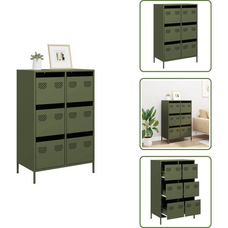 Buffet haut vert olive 68x39x101,5 cm acier - Buffet Haut - Buffets Hauts - Armoire À Livres - Étagère Et Armoire À Livres (1/5)