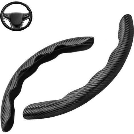 Couvre Volant Voiture en Fibre de Carbone Universel Housse de Volant de Voiture Segmentées pour 35-40cm Volant Spinner,XT12952