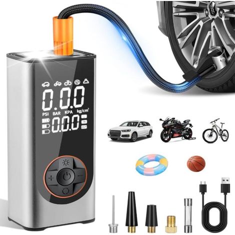 150PSI Compresseur à Air Portatif, 6000mAh Mini Compresseur à Air Gonfleur, Inflation Rapide, Electrique Compresseur pour Voiture Vélos Motos Boules (1/5)
