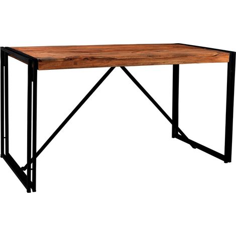 Table de Salle à Manger en Bois d'Acacia et Métal Style Industriel 140 x 70 cm - PANGIVO (1/5)