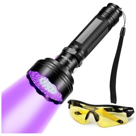 Lampe Torche UV, Détecteur D'urine pour Animaux de Compagnie, Détecteur de Torche UV LED avec Lunettes, Détection des Taches D'urine de Chien Scorpion et de Chat (1/5)