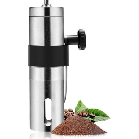 Moulin à café manuel portable avec mouture réglable pour expresso, cafetière à piston et café filtre, idéal pour la maison, le bureau et les voyages.-AquaForge (1/5)