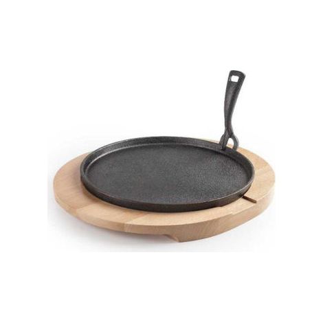 PLATO HIERRO FUNDIDO Y BASE MADERA 30CM