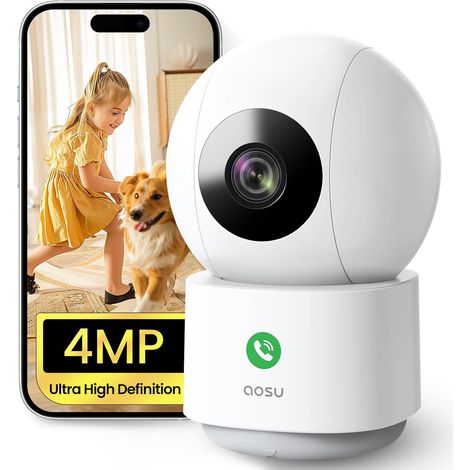 4MP Caméra Intérieure pour Bébé et Animaux, Appel à Une Touche (1/5)