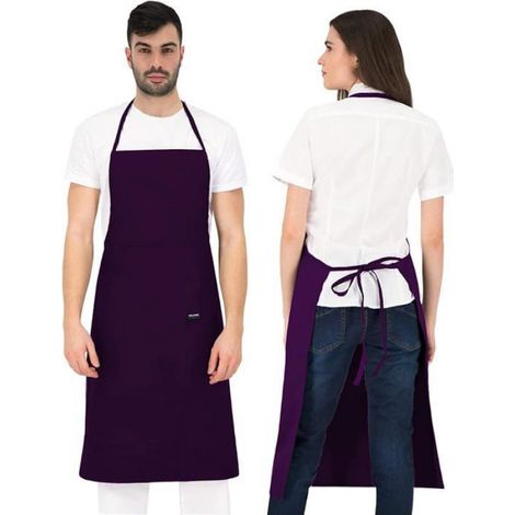 Tablier Cuisine - Coton 100 % - Pour Cuisine Bricolage Peinture Pâtisserie - Adulte Unisexe - Rouge - 1 Pièce (1/5)