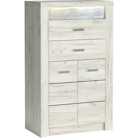 Commode haute blanche avec poignées en métal Forever - Sans LED (1/4)