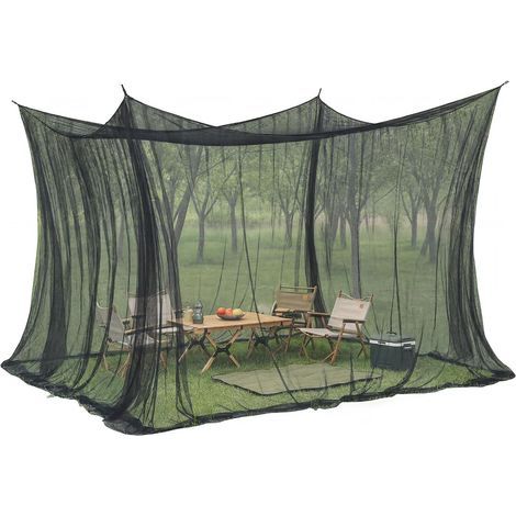 Moustiquaire XXL voyage 300x300x250 cm – Protection insectes pour lit double, tente de camping fermée, terrasse, noir (1/5)