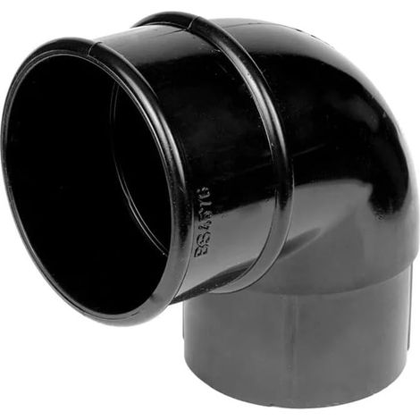 90 Degree Downpipe Bend 68mm Guttering Pipe and Fittings -Black (Pack of 2)
