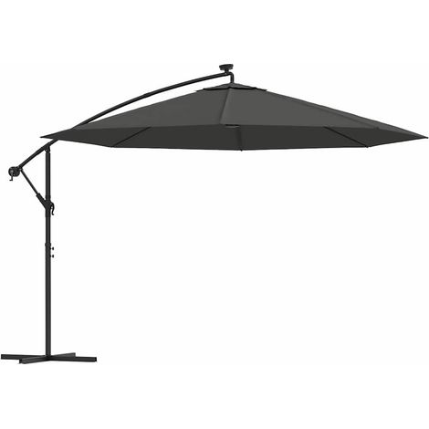 Maison Exclusive - Boční zahradní slunečník s LED a kovovou tyčí 350 cm antracit (1/5)