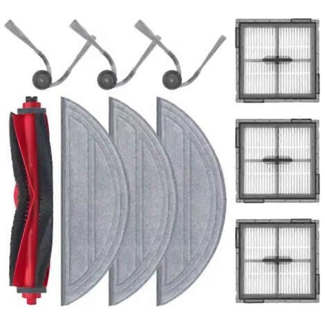 Lot de 10 pièces de rechange pour aspirateur Roborock Q10 S5 / Q10 S5+ / Q10V / Q10V+ / Q10 VF / Q10 VF+ : brosse principale, filtre et serpillière. (1/5)