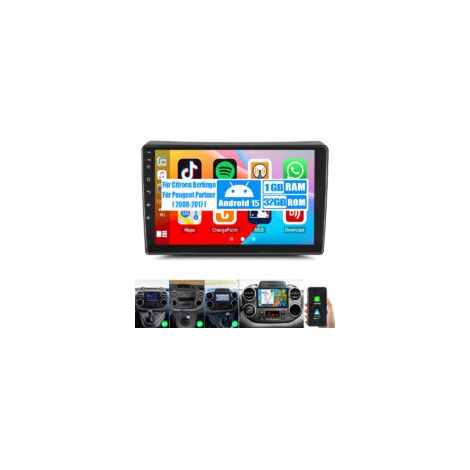 Autoradio DAB+ (en option) CarPlay pour Peugeot Partner 2008-2017 Android 15 FM Bluetooth EQ USB GPS Navi WIFI Écran tactile - 1+32G (1/5)