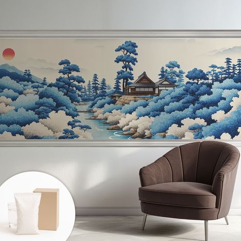 Papier peint intissé décoratif pour salon chambre et cuisine Facile à poser avec colle Nature paisible 250x104 cm (1/5)