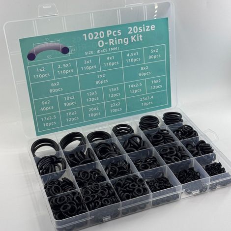 Kit de 1020 joints toriques en NBR en boîte – Pour réparation et étanchéité mécanique – 1020 pièces (1/4)