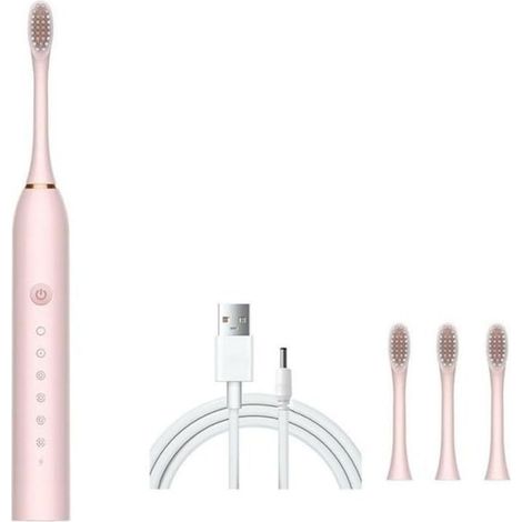 Cepillo de dientes eléctrico portátil, impermeable y recargable para la limpieza del hogar y el baño (rosa) (1/5)