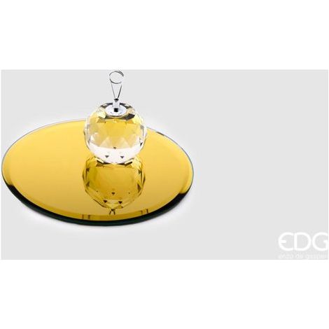 PORTACANDELE CON BASE SPECCHIO ROTONDA 12CM ORO