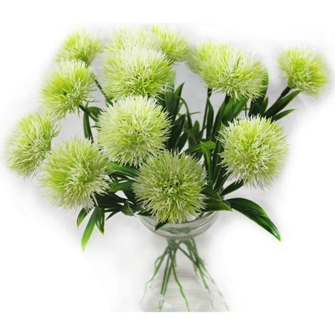 10 Stück Löwenzahn Kunstblumen Pflanzen Blumenstrauß Plastikblume für Heimdekoration / Hochzeitsdekoration (Weiß) (1/4)