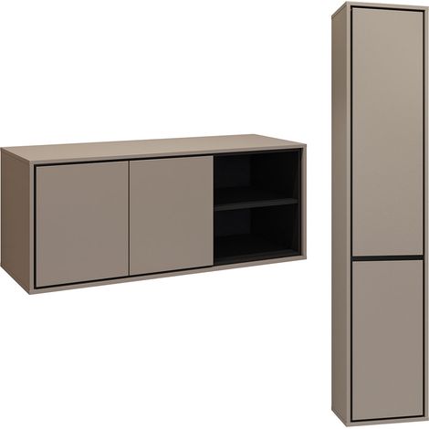 Doppelwaschtisch und Hängesäule 120cm Sophéa, Taupe (1/5)