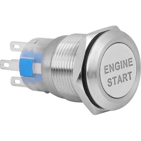 Interrupteur de démarrage à bouton-poussoir, 19 mm, 12 V, étanche, pour voiture (argent) (1/4)