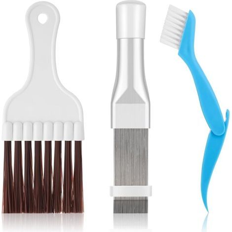 Kit de nettoyage de peigne à ailettes pour climatiseur 3 pièces, brosse pour serpentin de condenseur, outil de nettoyage pour réparation de radiateur d'évaporateur (1/4)