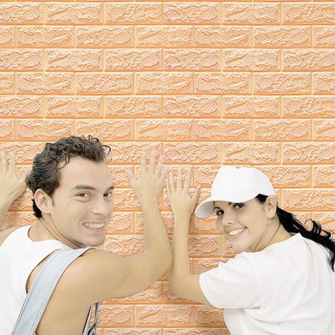TRADE SHOP - Pannello Adesivo Per Decorazione Parete Effetto Pietra Muro 70 X 60 Cm Rosa - (1/2)