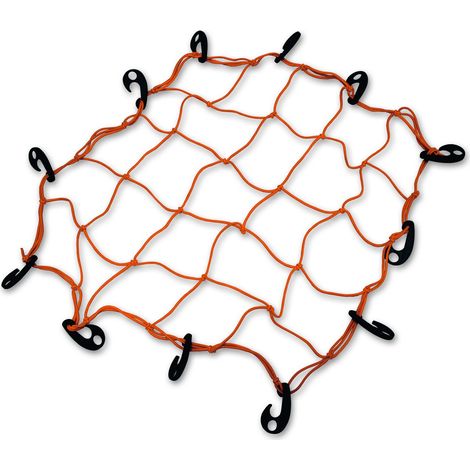 Filet élastique avec 16 Crochets en polyamide - Diamètre Corde: 5 millimètres - largeur: 1, 20 mètres, Orange