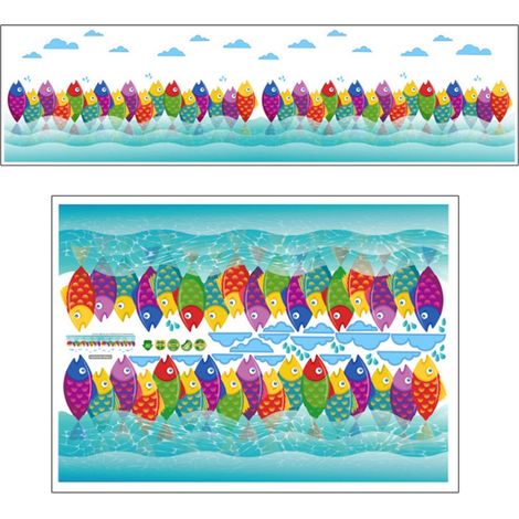 Autocollants muraux poissons colorés PVC pour décoration chambre d'enfants ou salle de bain (1/5)