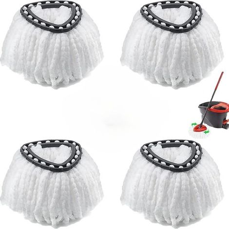 Recharges pour balai en microfibre compatibles avec Vileda Turbo & EasyWring - blanc - Comprend 1 Base - 4 pièces Recharge pour balai à franges (1/5)