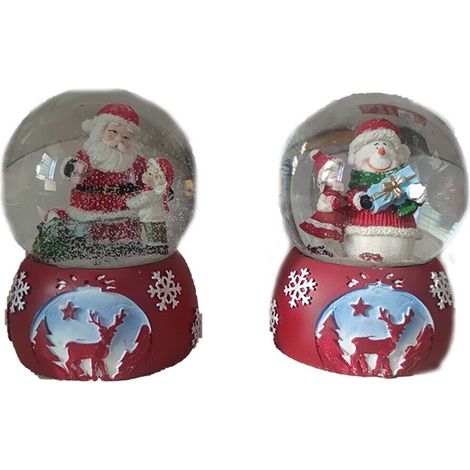 Ampolla palla neve sfera da collezione in vetro di Natale globo con babbo natale pupazzo addobbi decorazioni natalizie - decoro: Ampolla con pupazzo (1/4)