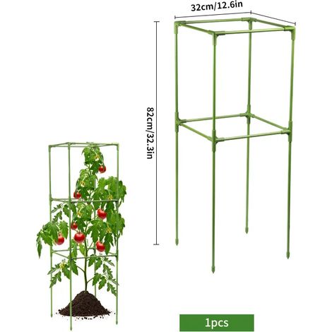Support carré en fibre de verre (32 x 82) pour plantes grimpantes, concombres, tomates, etc. - Accessoire de jardinage (1/4)