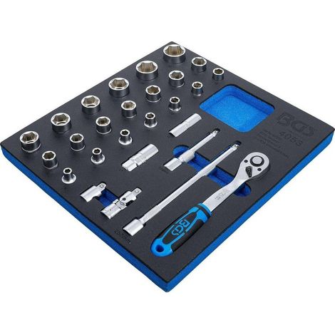 Insert de Servante d Atelier 2/3 - Jeu de 27 Douilles 12,5 mm (1/2) - Acier, Résistant et Complet - D-Work